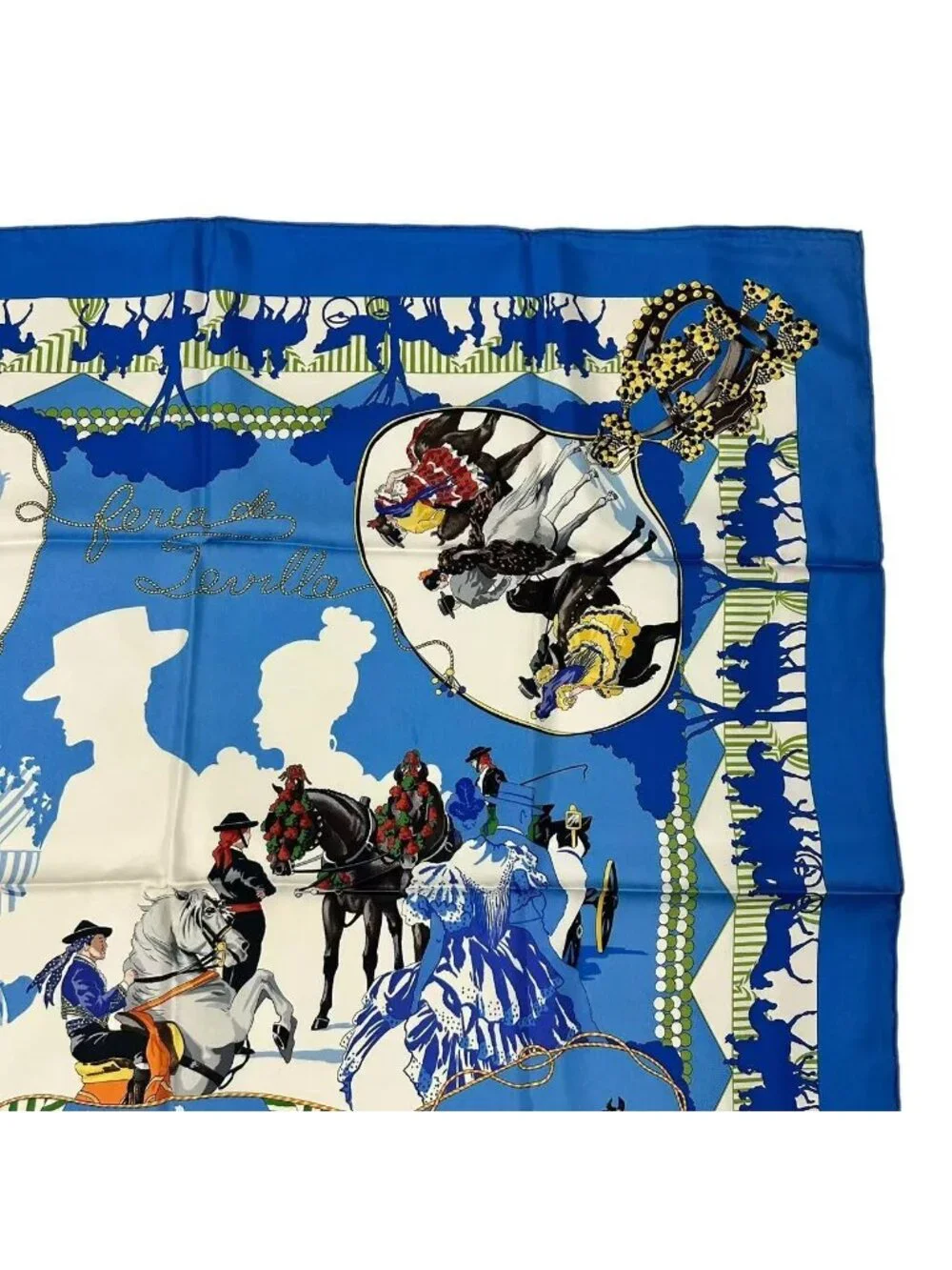 Hermes Scarf Carre 90 Feria de Sevilla Holidays in Seville Silk Blue